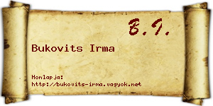 Bukovits Irma névjegykártya